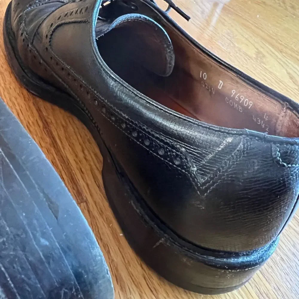 Allen Edmonds Mcallister Wingtip Oxfords Black Dress Shoes 10D Leather Lace‎ Up